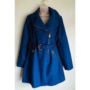 MICHAEL Michael Kors Cobalt Blue Wool Coat Medium Zipper
